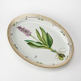 Large Royal Copenhagen Porcelain 'Flora Danica' Pattern Oval Serving Platter