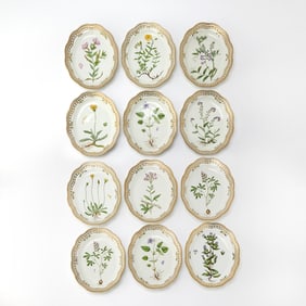 Twelve Royal Copenhagen Porcelain 'Flora Danica' Pattern Fruit Stands