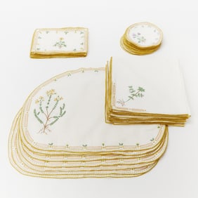 Set of 'Flora Danica' Pattern Table Linens