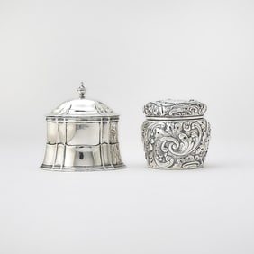Tiffany & Co. Sterling Silver Tea Caddy and a George W. Shiebler & Co. Sterling Silver Jar and Cover