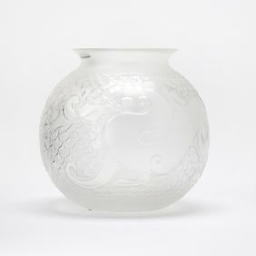 Lalique Molded Glass 'Xian Dragon' Pattern Vase