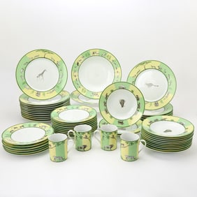Hermès Porcelain 'Africa Green' Pattern Partial Dinner Service