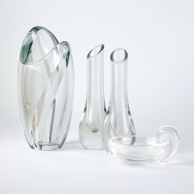 Group of Three Baccarat Blown Glass Vases