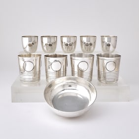 Group of Sterling Silver Beakers, Tumblers and a Bowl
