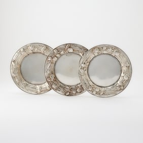 Set of Three Japanese Silver Dessert Plates