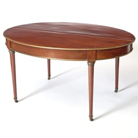 Louis XVI Style Brass-Mounted Mahogany Extension Dining Table