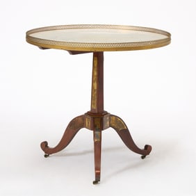 Louis XVI Style Brass Mounted Mahogany Circular Shaped Table