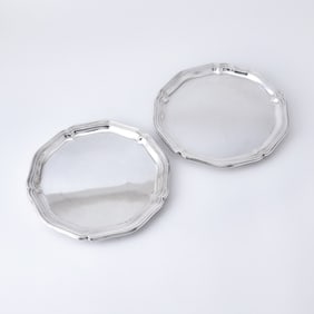 Pair of Spanish Silver Trianon Salvers