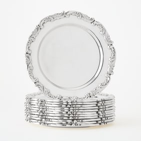 Set of Twelve Peruvian Sterling Silver Bread and Butter Plates