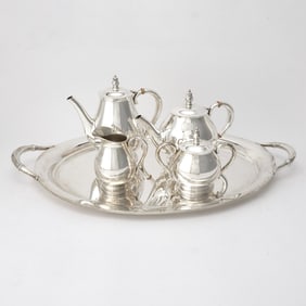 International Silver Co. Sterling Silver 'Royal Danish' Pattern Tea and Coffee Service