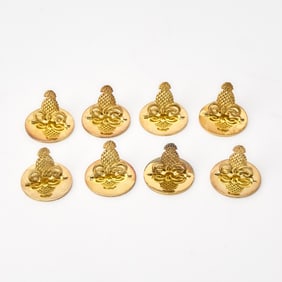 Set of Eight Tiffany & Co. Silver-Gilt Name Placecard Holders
