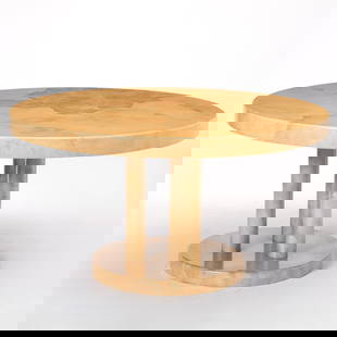 Karl Springer Lacquered Circular Dining Table: Height 29 inches, diameter 53 3/4 inches.