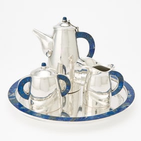 Italian Silver and Lapis Coffee Service