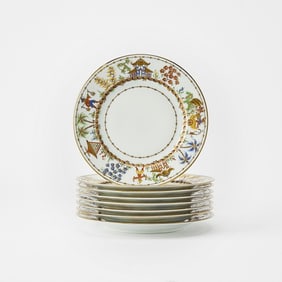 Set of Eight Le Tallec for Tiffany & Co. Porcelain 'Cirque Chinois' Pattern Salad/Dessert Plates