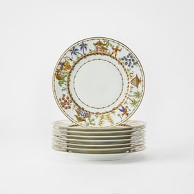 Set of Eight Le Tallec for Tiffany & Co. Porcelain 'Cirque Chinois' Pattern Salad/Dessert Plates