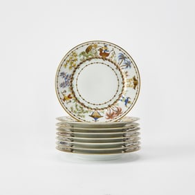 Set of Eight Le Tallec for Tiffany & Co. Porcelain 'Cirque Chinois' Pattern Bread Plates