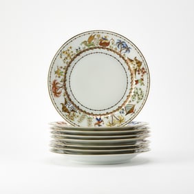 Set of Eight Le Tallec for Tiffany & Co. Porcelain 'Cirque Chinois' Pattern Dinner Plates