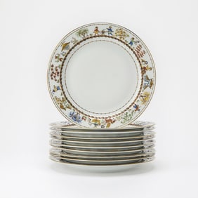 Set of Ten Le Tallec for Tiffany & Co. Porcelain 'Cirque Chinois' Pattern Service Plates