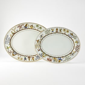 Two Le Tallec for Tiffany & Co. Porcelain 'Cirque Chinois' Pattern Platters