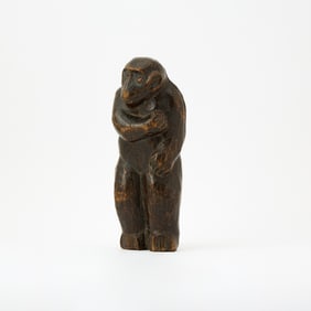 Japanese Hinoki Wood Sculpture of a Saru Edo period