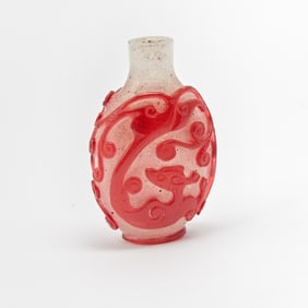 Chinese Glass Overlay Snuff Bottle Qing Dynasty