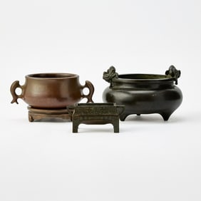 Three Chinese Cast Bronze Censers