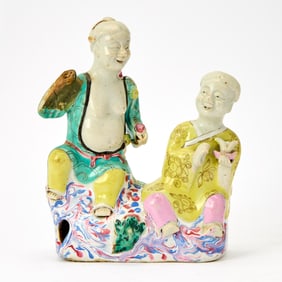 Chinese Enameled Porcelain Figure of Hehe Erxian 18th Century