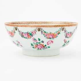 Chinese Export Famille Rose Porcelain Punchbowl
