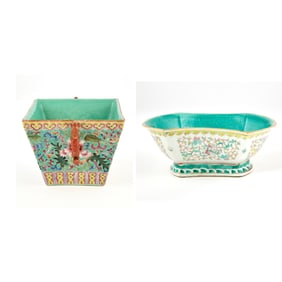 Two Chinese Enameled Porcelain Articles 19th Century