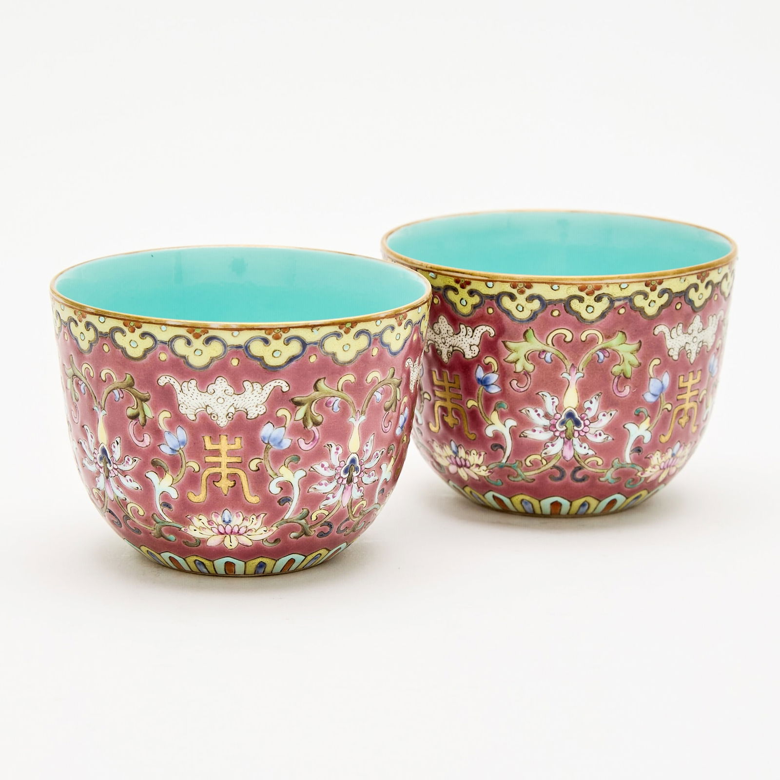 Pair of Chinese Enameled Porcelain Cups Jiaqing Mark, Republic Period (1 of 3)