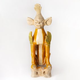 Chinese Sancai Glazed Pottery Model of an Earth Spirit Tang Dynasty