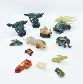 Group of Chinese Carved Hardstone Animal Figures