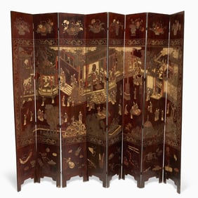 Chinese Coromandel Lacquer Eight Panel Screen
