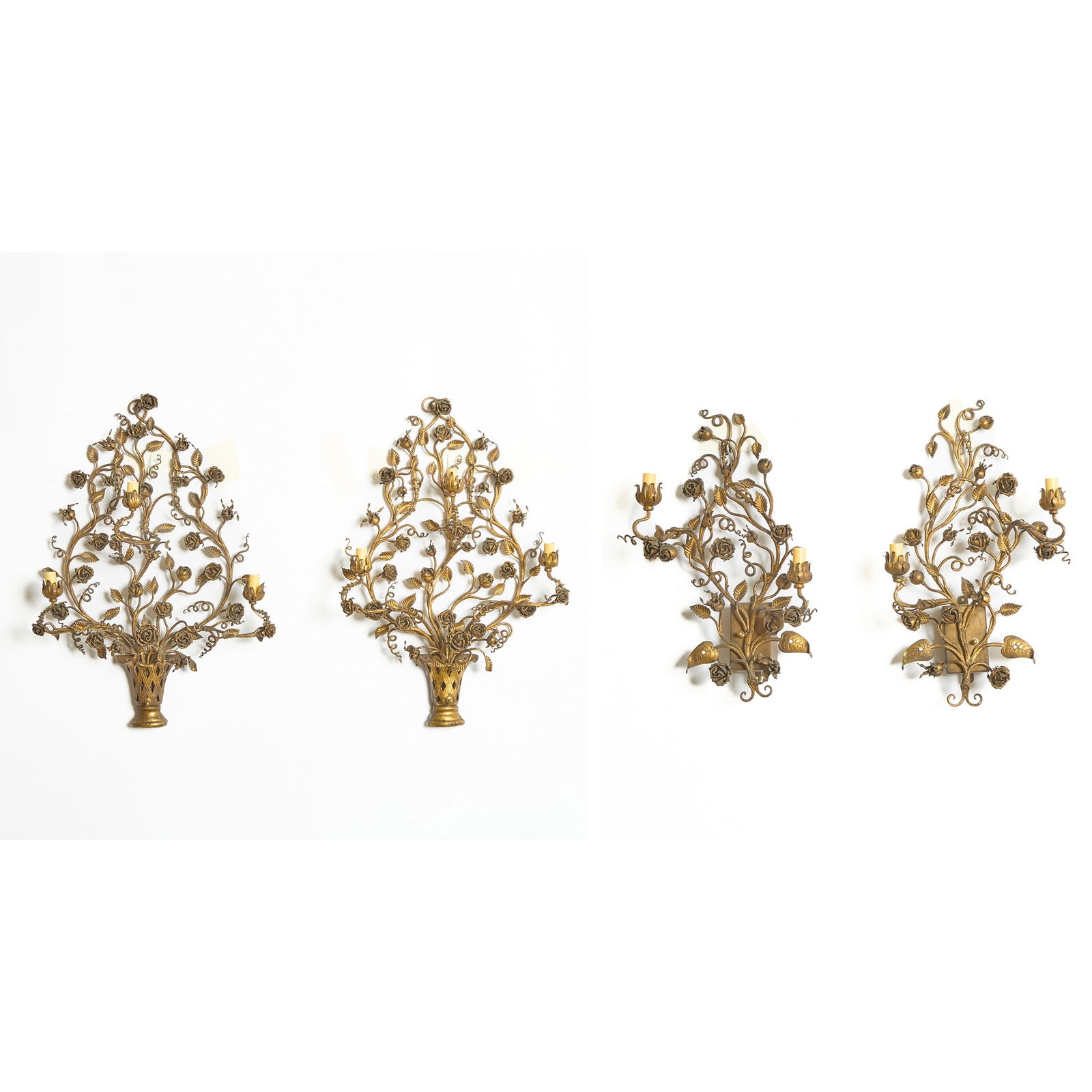 Two Pairs of Italian Gilt Wrought Iron Sconces (1 of 3)