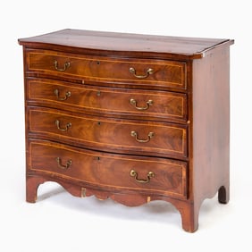 A George III Mahogany & Satinwood Inlaid Serpentine Chest