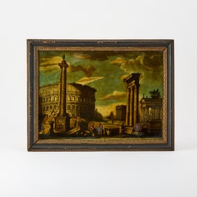 Framed Eglomise Picture of Roman Scene (Colosseum)