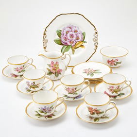 Spode Porcelain "Rhododendrons" Pattern Partial Tea Service
