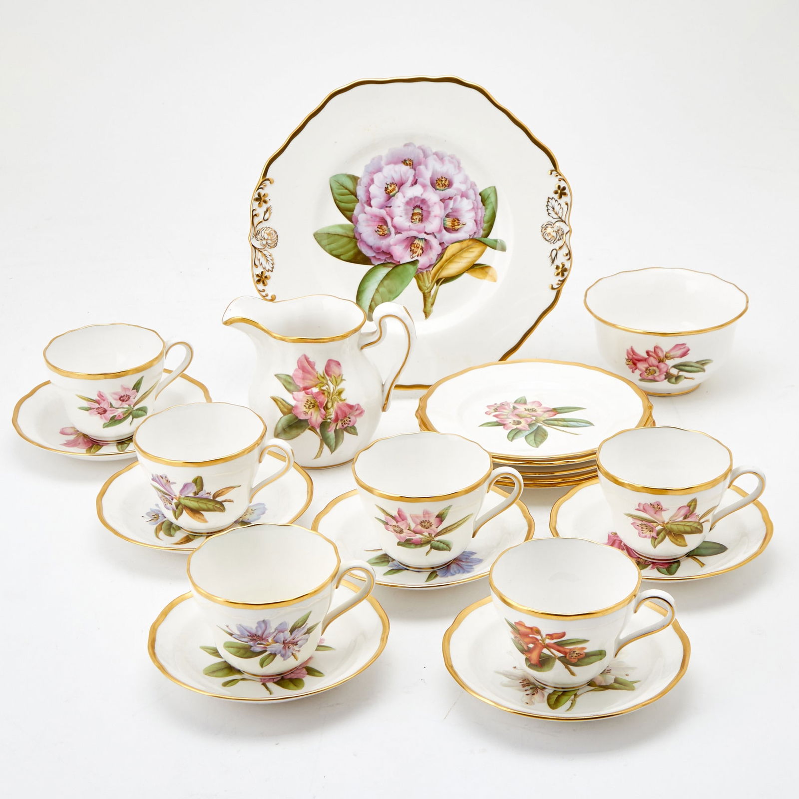 Spode Porcelain "Rhododendrons" Pattern Partial Tea Service (1 of 8)