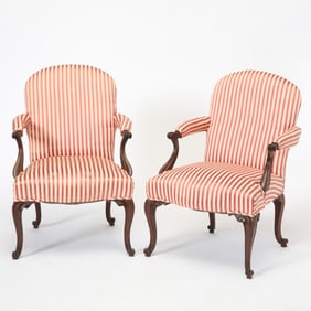 Pair of George III Style Library Armchairs