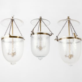 Three Victorian Style Bell-Form Glass Lanterns