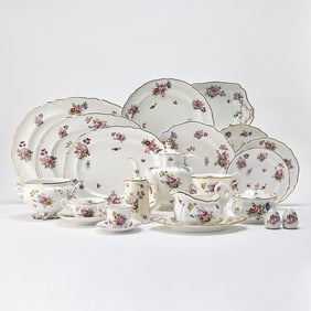 Extensive Assembled Spode Porcelain "Dresden Rose" Dinner Service