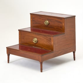 George III Inlaid Mahogany Bed Steps