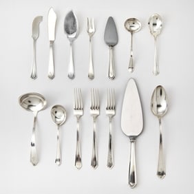 Assembled Watson Sterling Silver "John Alden" Pattern Flatware Service