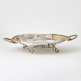 Russian Style Silver Trompe l’oeil Two-Handled Basket