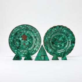 Group of Malachite Table Articles