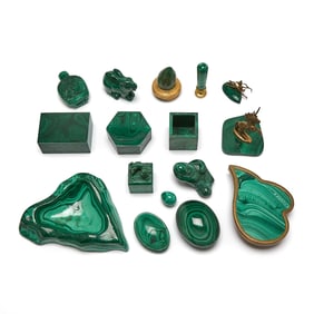 Group of Malachite Table Articles