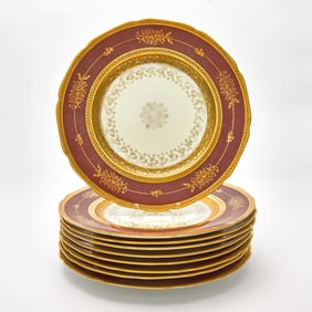 Set of Nine Limoges Porcelain Dinner Plates