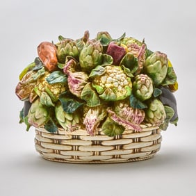 Italian Majolica Basket of Fruit