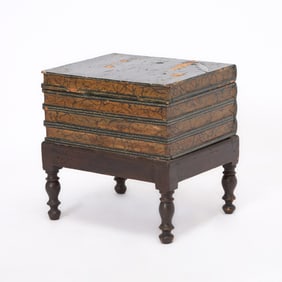 Continental Polychrome Painted Faux Book-Form Chest