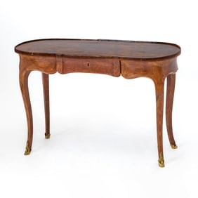 Louis XV Style Marquetry Inlaid Tulipwood Writing Table